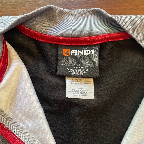 Kids Boys AND1 Zip Up Jacket Gray Black Red Size XL (14/16) EUC - Picture 7 of 8